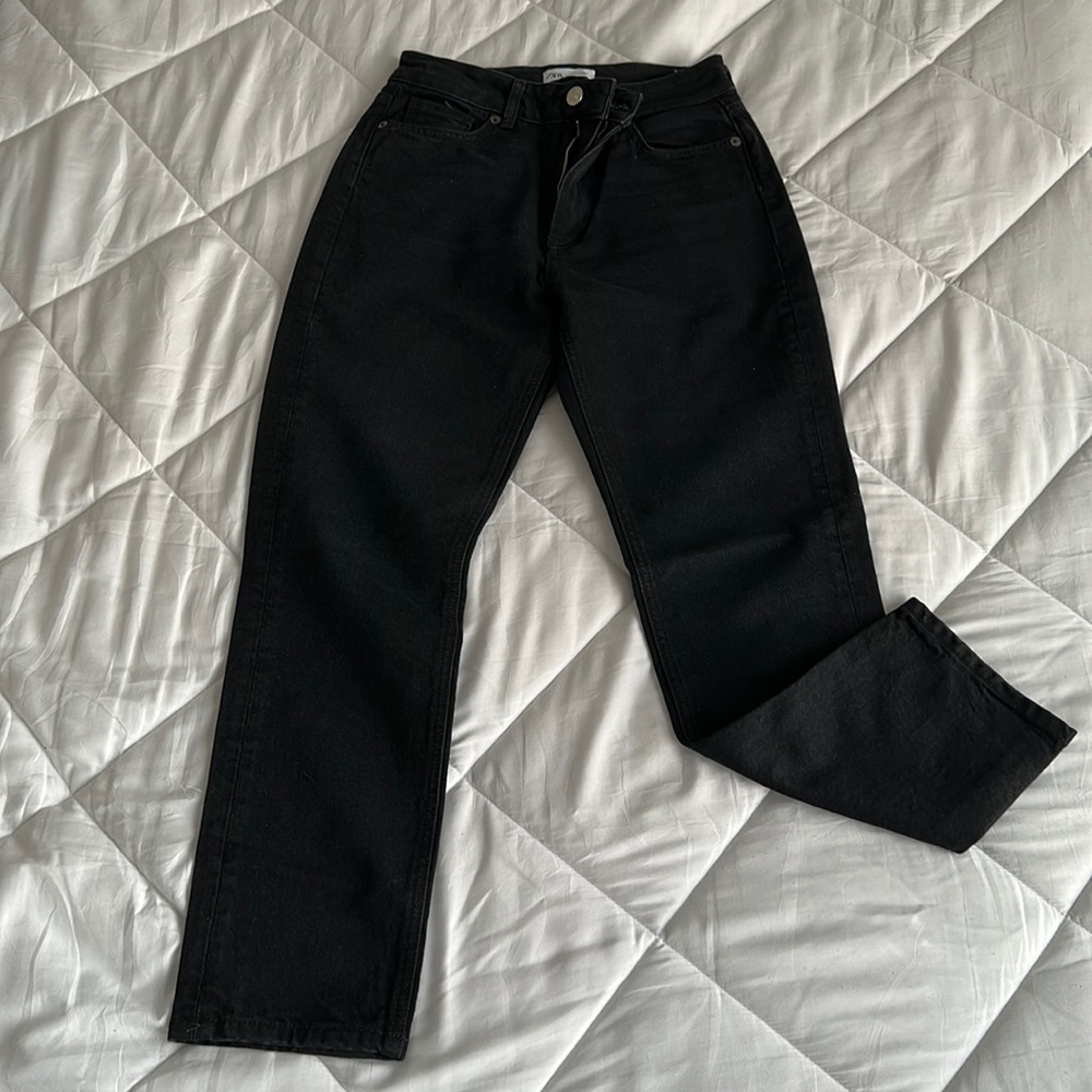 Zara black straight leg jeans